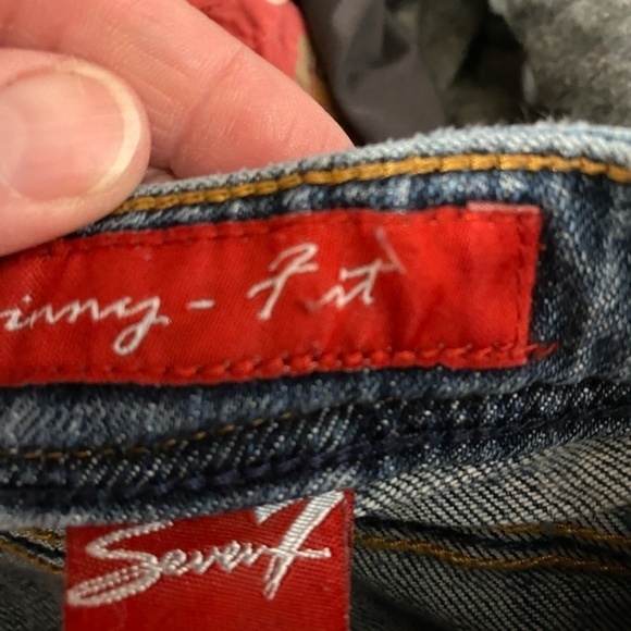 Womens Skinny Fit Seven7 size 32 Raw Hem blue jeans - Picture 8 of 9